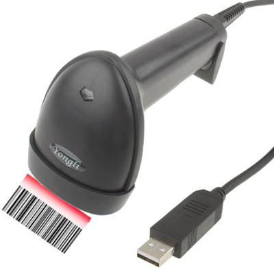 Viivakoodinlukija lasertekniikalla, USB