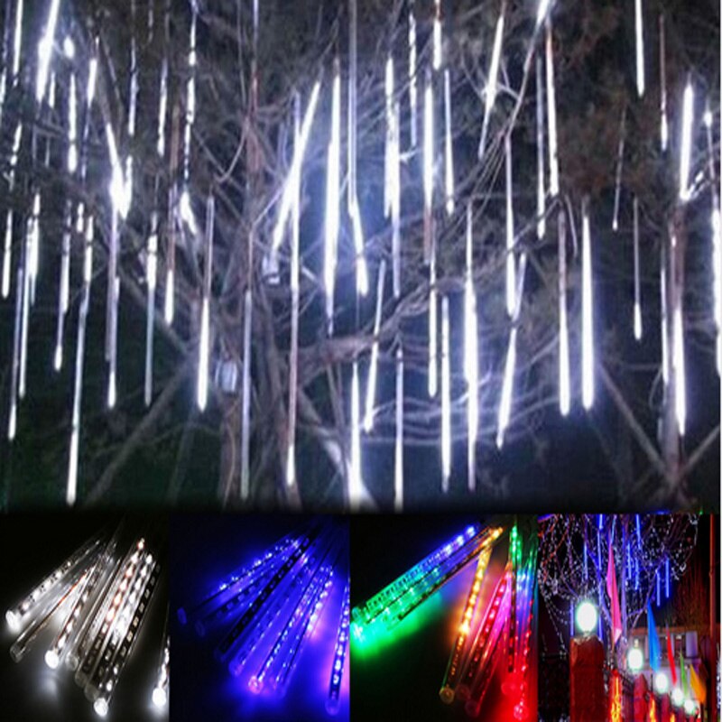8kpl Meteor Rain LED-sisustusvaloja valkoinen 50 cm